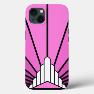 Art deco zon in roze iPhone 13 hoesje