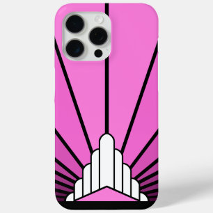 Art deco zon in roze iPhone 15 pro max hoesje
