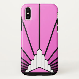 Art deco zon in roze iPhone XS hoesje
