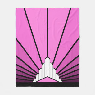 Art deco zon in roze Fleece Deken
