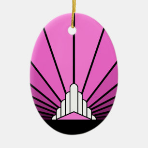 Art deco zon in roze keramisch ornament