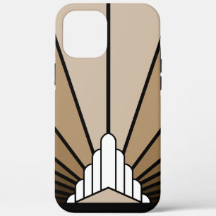 Art deco zon in tan iPhone 12 pro max hoesje