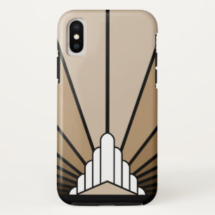 Art deco zon in tan iPhone x hoesje