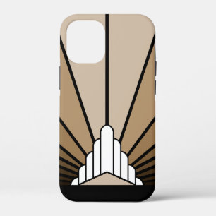 Art deco zon in tan iPhone 12 mini hoesje