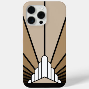 Art deco zon in tan iPhone 15 pro max hoesje