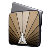 Art deco zon in tan Electronics Bag Laptop Sleeve (Voorkant Links)