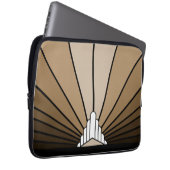 Art deco zon in tan laptop sleeve (Voorkant Rechts)