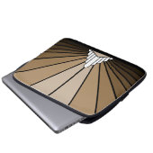 Art deco zon in tan laptop sleeve (Voorkant onderkant)