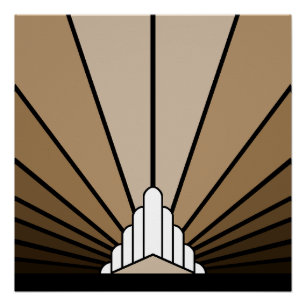 Art deco zon in tan perfect poster