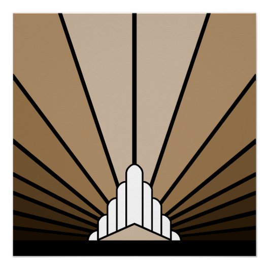 Art deco zon in tan perfect poster (Voorkant)