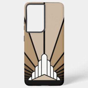 Art deco zon in tan samsung galaxy hoesje