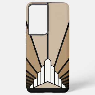 Art deco zon in tan samsung galaxy hoesje
