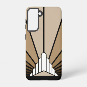 Art deco zon in tan samsung galaxy hoesje