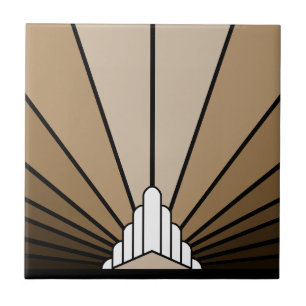 Art deco zon in tan tegeltje