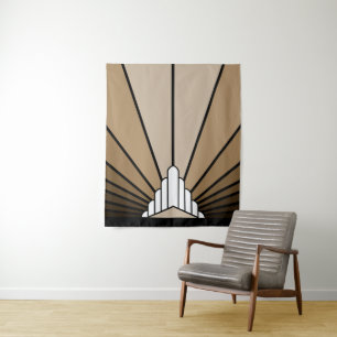 Art deco zon in tan wandkleed