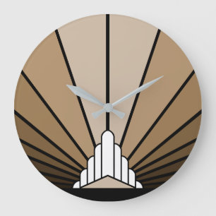 Art deco zon in tan Wandklok Grote Klok
