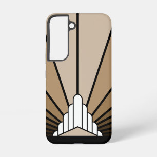 Art deco zon in taupe samsung galaxy hoesje