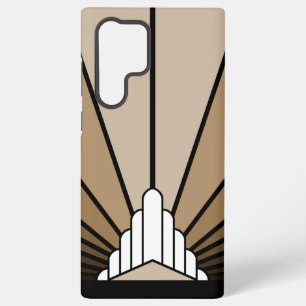 Art deco zon in taupe samsung galaxy hoesje