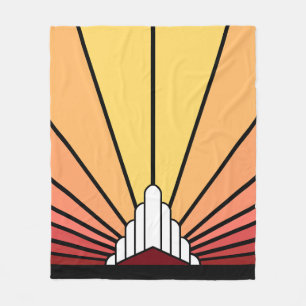 Art deco zon in zonsopgang Fleece Deken