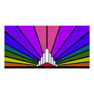 Art deco zon regenboog perfect poster