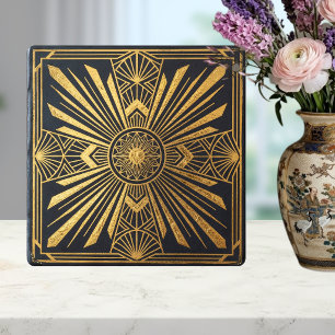 Art Deco Zonneburst Goud Zwart Geometrisch Design Tegeltje