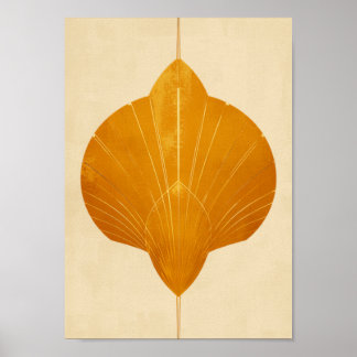 Art Deco Zonneburst Mosterd Goud Wand Kunst Poster
