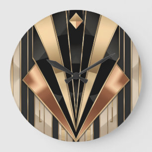 Art Deco Zonneuitbarsting Geometrisch Luxe Ontwerp Grote Klok