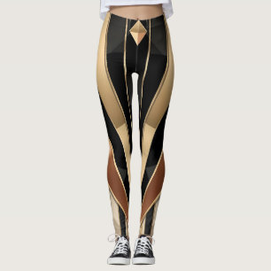 Art Deco Zonneuitbarsting Geometrisch Luxe Ontwerp Leggings