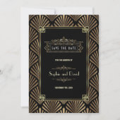Art Deco Zwart 1920s Save the Date (Voorkant)