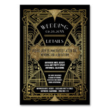 Art Deco  Zwart Bruiloft Inserts Kaarten