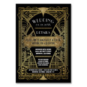 Art Deco  Zwart Bruiloft Inserts Kaarten (Voorkant)