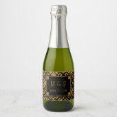 Art Deco Zwart en Goud bruiloft Mini Wijnlabel Sparkling Wijnetiket (Voorkant)