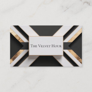Art Deco Zwart en Goud Chevron Geometrische Luxe Visitekaartje