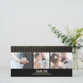 Art Deco Zwart en Goud Foto Trouw Dank Je Bedankkaart (Staand voorkant)