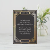Art Deco Zwart en Goud Gatsby Bedankt Kaart (Staand voorkant)