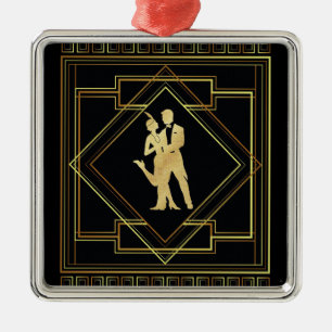 Art Deco zwart en goud geometrisch Metalen Ornament