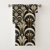 Art Deco Zwart en Goud symmetrisch Bad Handdoek (Insitu)