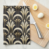 Art Deco Zwart en Goud symmetrisch Theedoek (Quarter Fold)