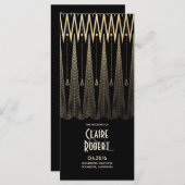 Art Deco Zwart en Goud Trouwprogramma's Programma (Voorkant / Achterkant)