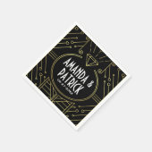 Art Deco  Zwart en Gouden Bruiloft Servetten (Hoek)