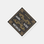Art Deco  Zwart en Gouden Bruiloft Servetten (Hoek)