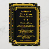 Art Deco Zwart en Gouden Huwelijksprogramma's Programma (Voorkant / Achterkant)