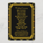 Art Deco Zwart en Gouden Huwelijksprogramma's Programma (Achterkant)