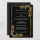 Art Deco Zwart en Gouden Stijl Kaart (Voorkant / Achterkant)