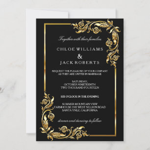 Art Deco Zwart en Gouden Stijl Kaart
