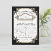 Art Deco Zwart en Wit Goud Typografie Bruiloft Kaart (Staand voorkant)