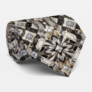 Art Deco Zwart en Witte Diamanten Stropdas