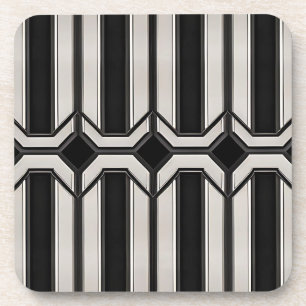 Art Deco Zwart en Zilver Onderzetter Set
