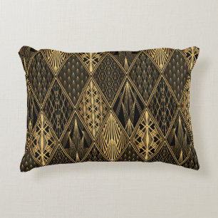Art Deco Zwart Goud Elegantie Accent Kussen