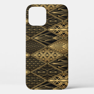 Art Deco Zwart Goud Elegantie iPhone 12 Hoesje